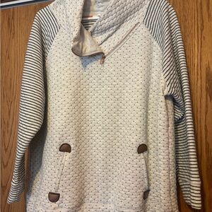 Maurices Cream and Gray Cowl Neck Sweater